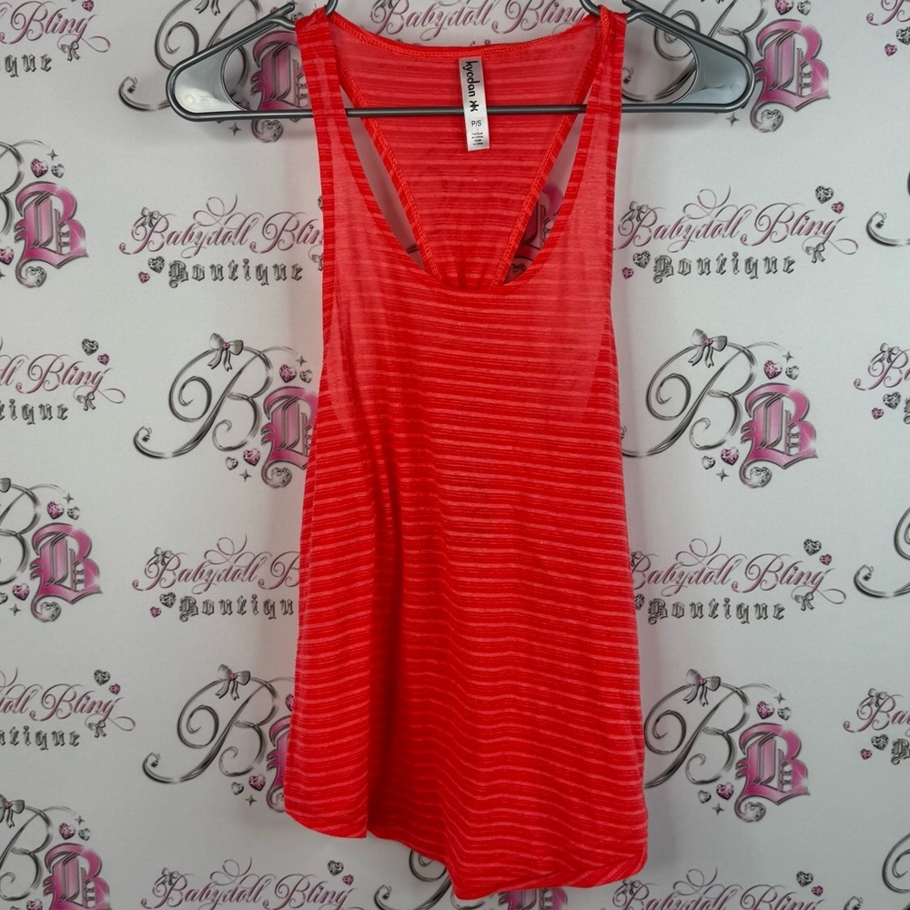 Kyodan tank top O ring open back stripes orange Red Striped Women's Tank Top